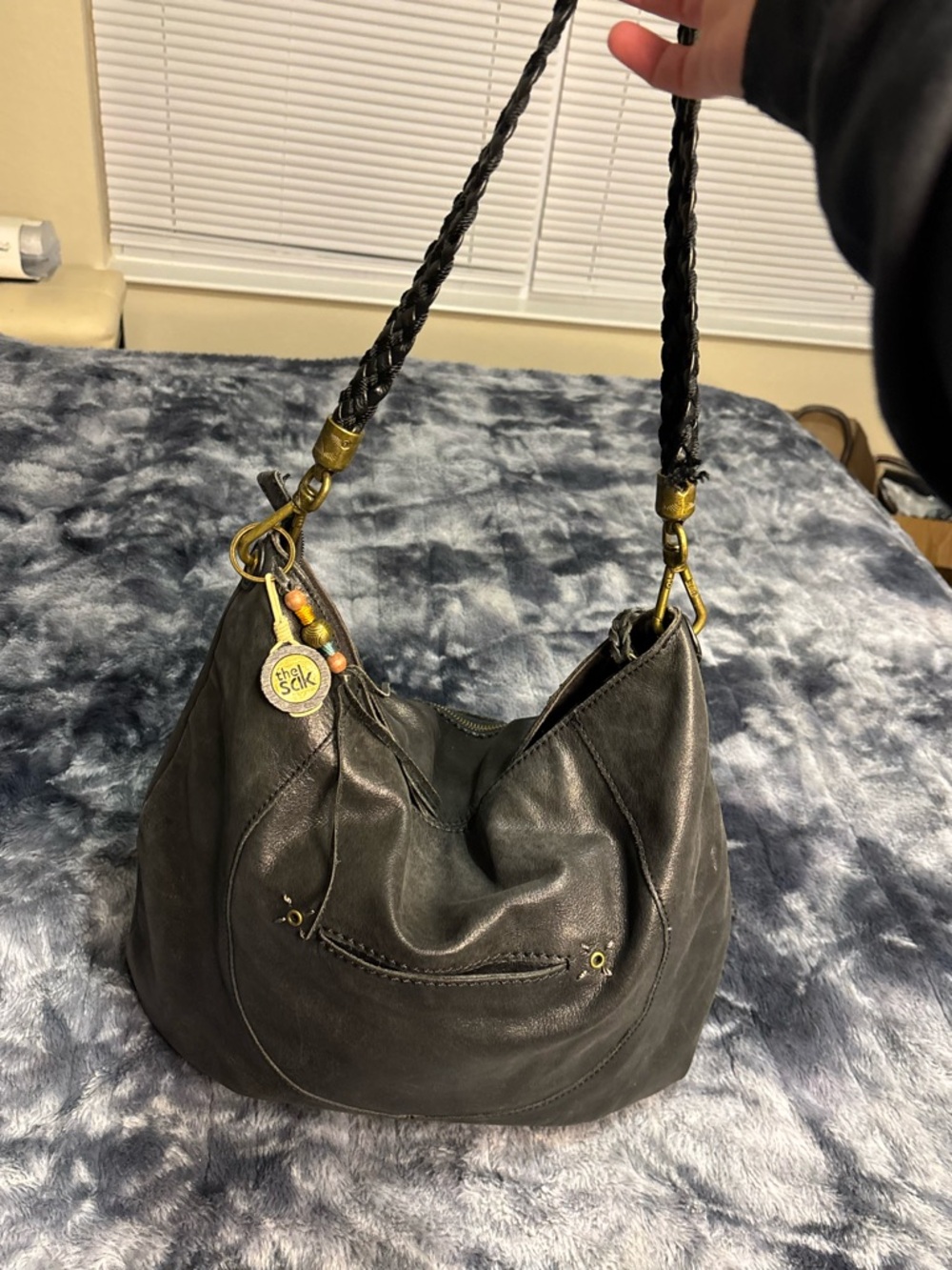 The Sak Black Leather Hobo Bag with Braided Strap